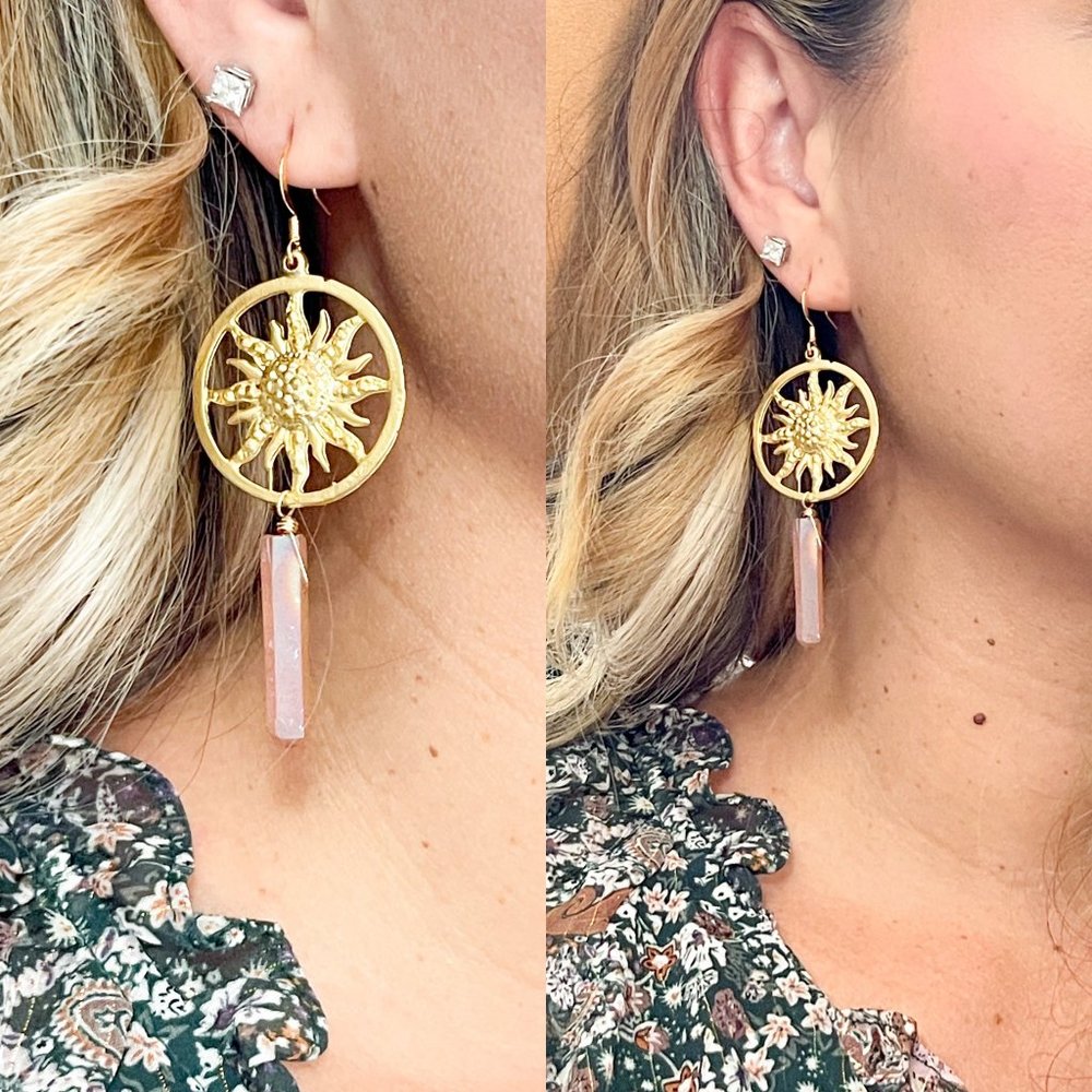 Gold Plated Sun Earrings